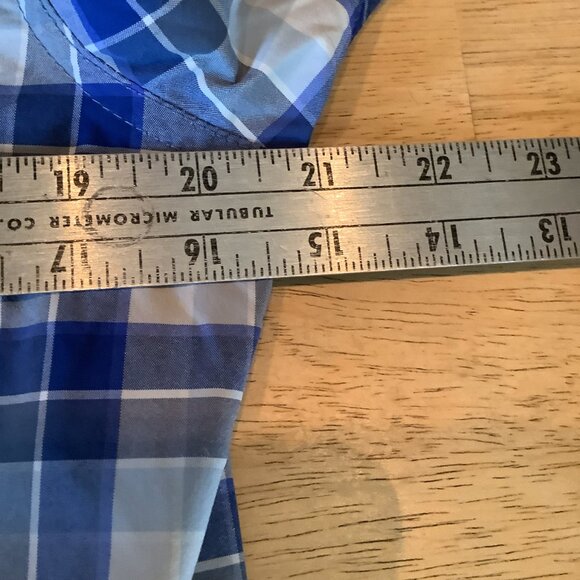 Stio Eddy Medium Pearl Snap Button Shirt Medium Blue White - Picture 3 of 5